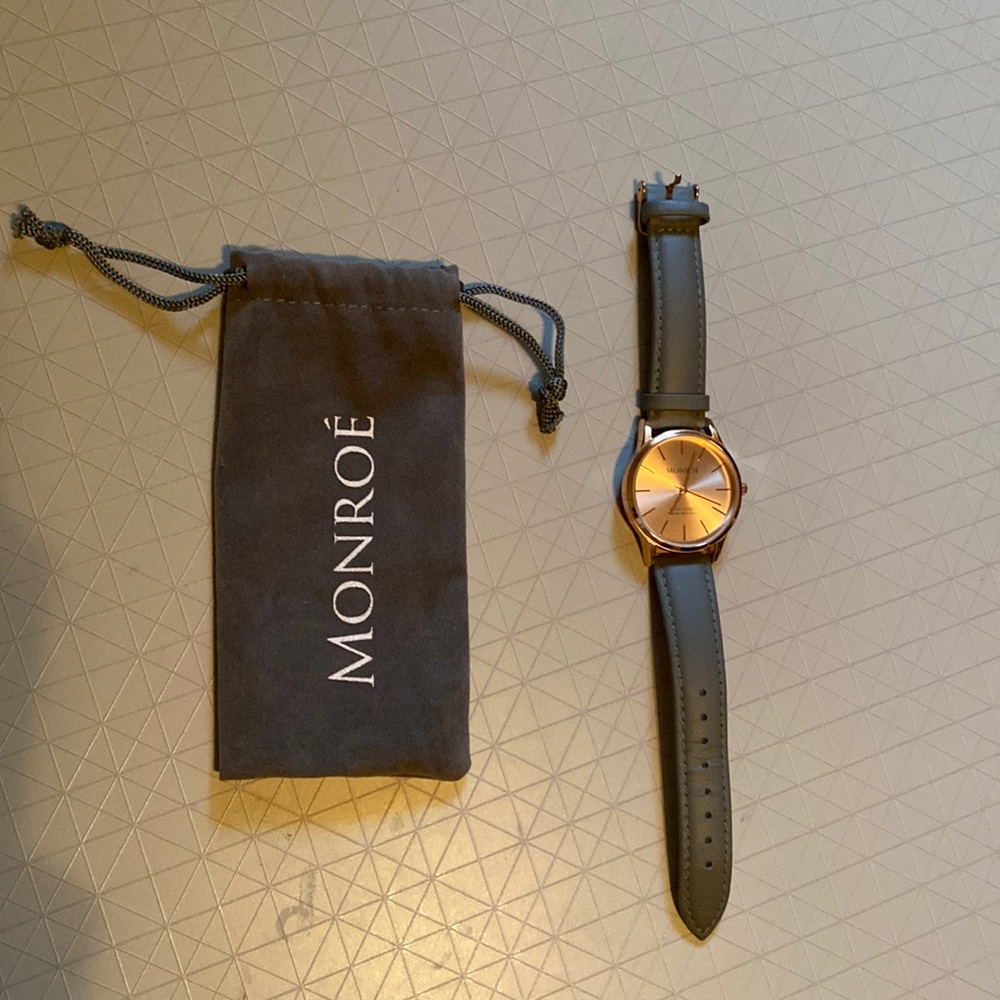 Monroé Rose Gold Charcol Leather Watch